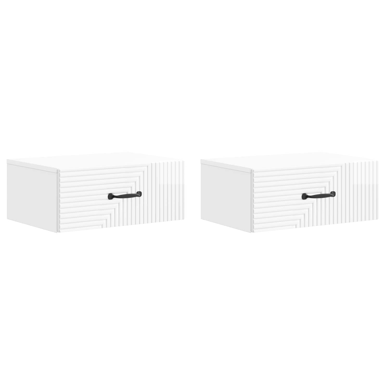 Mobiletto da notte a muro 2 pcs Bianco Lucido 49 x 34,5 x 20 cm | homemem39