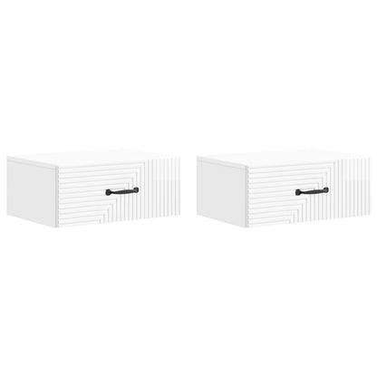 Mobiletto da notte a muro 2 pcs Bianco Lucido 49 x 34,5 x 20 cm | homemem39