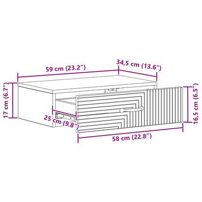 Tavolino da Parete Laterale Nero 59 x 34,5 x 17 cm | homemem39