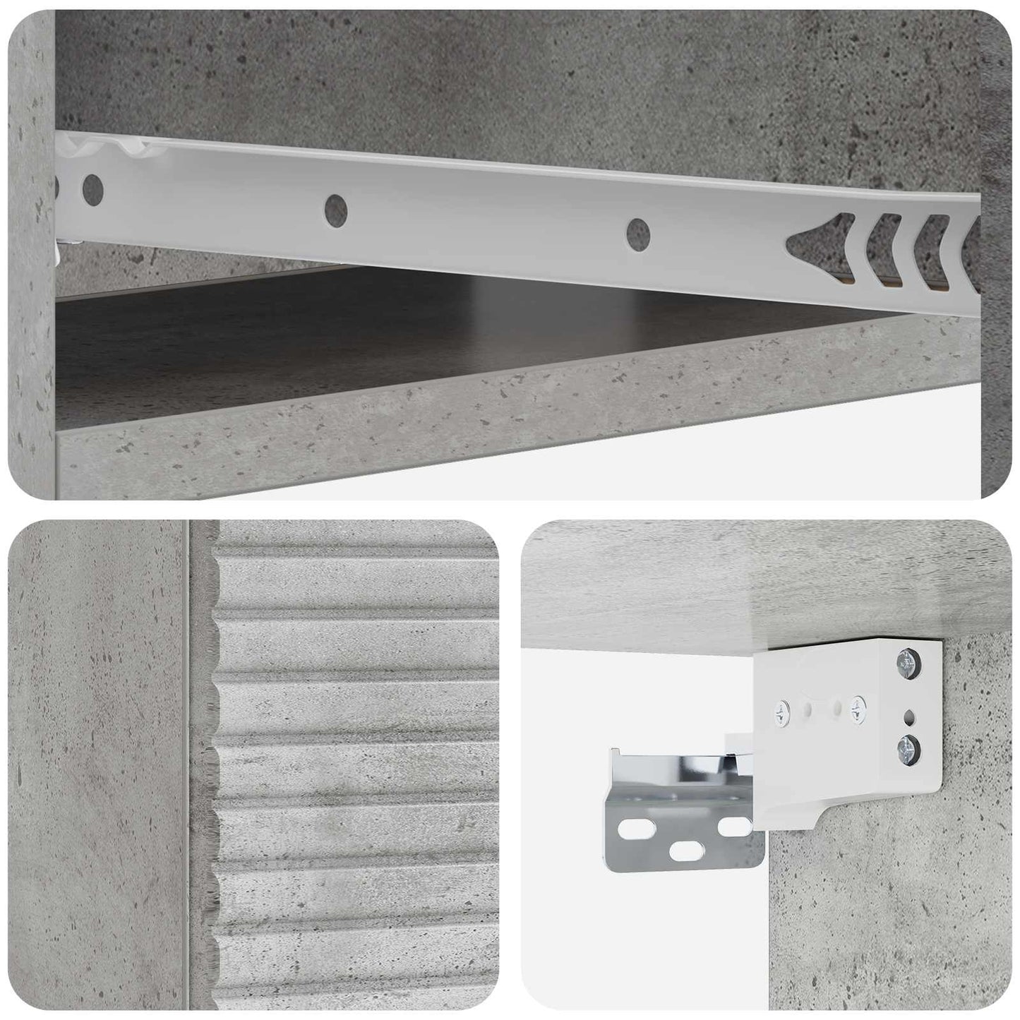 Tavolino da Parete Laterale Grigio Cemento 59 x 34,5 x 17 cm