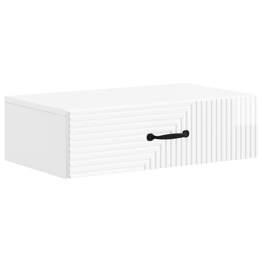 Tavolino da Parete Laterale Bianco Lucido 59 x 34,5 x 17 cm | homemem39
