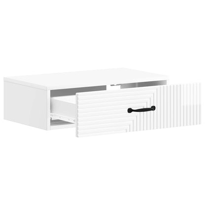 Tavolino da Parete Laterale Bianco Lucido 59 x 34,5 x 17 cm | homemem39