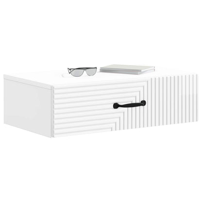 Tavolino da Parete Laterale Bianco Lucido 59 x 34,5 x 17 cm | homemem39