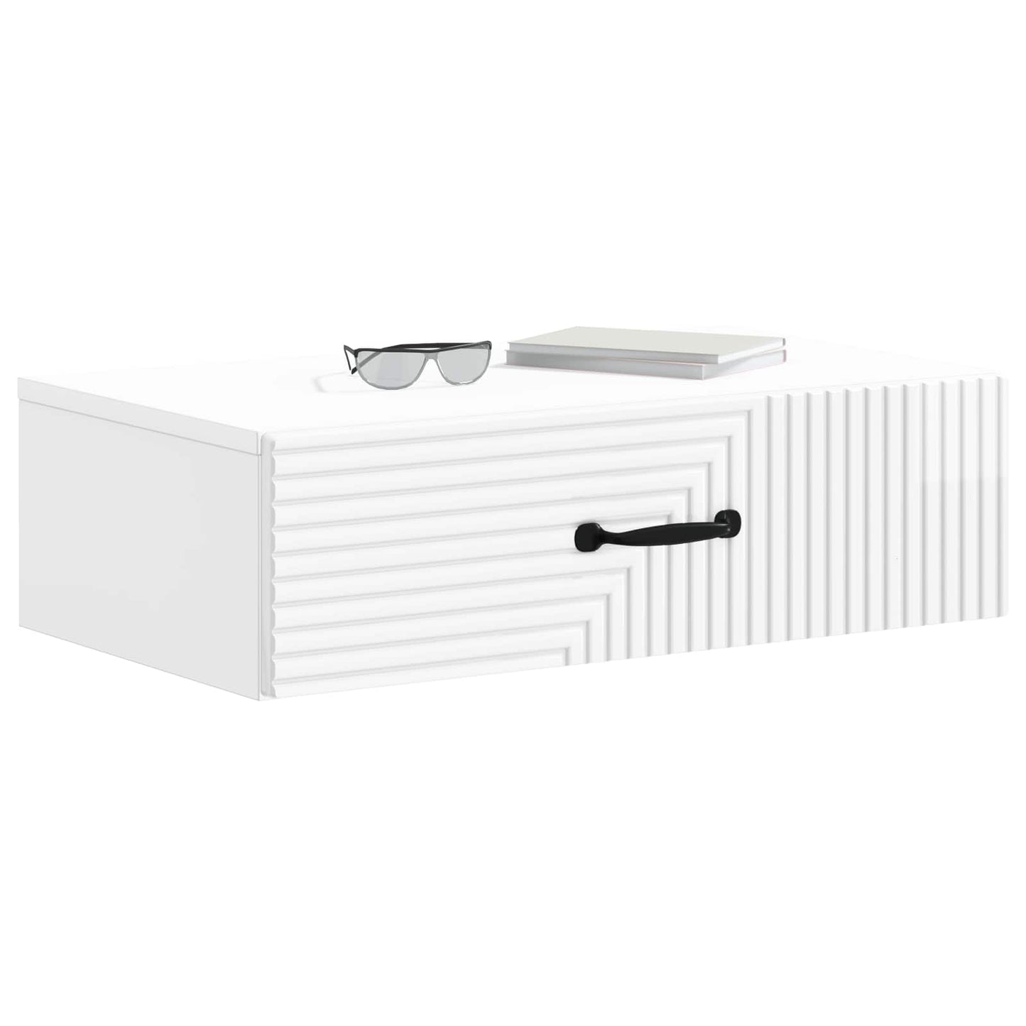 Tavolino da Parete Laterale Bianco Lucido 59 x 34,5 x 17 cm