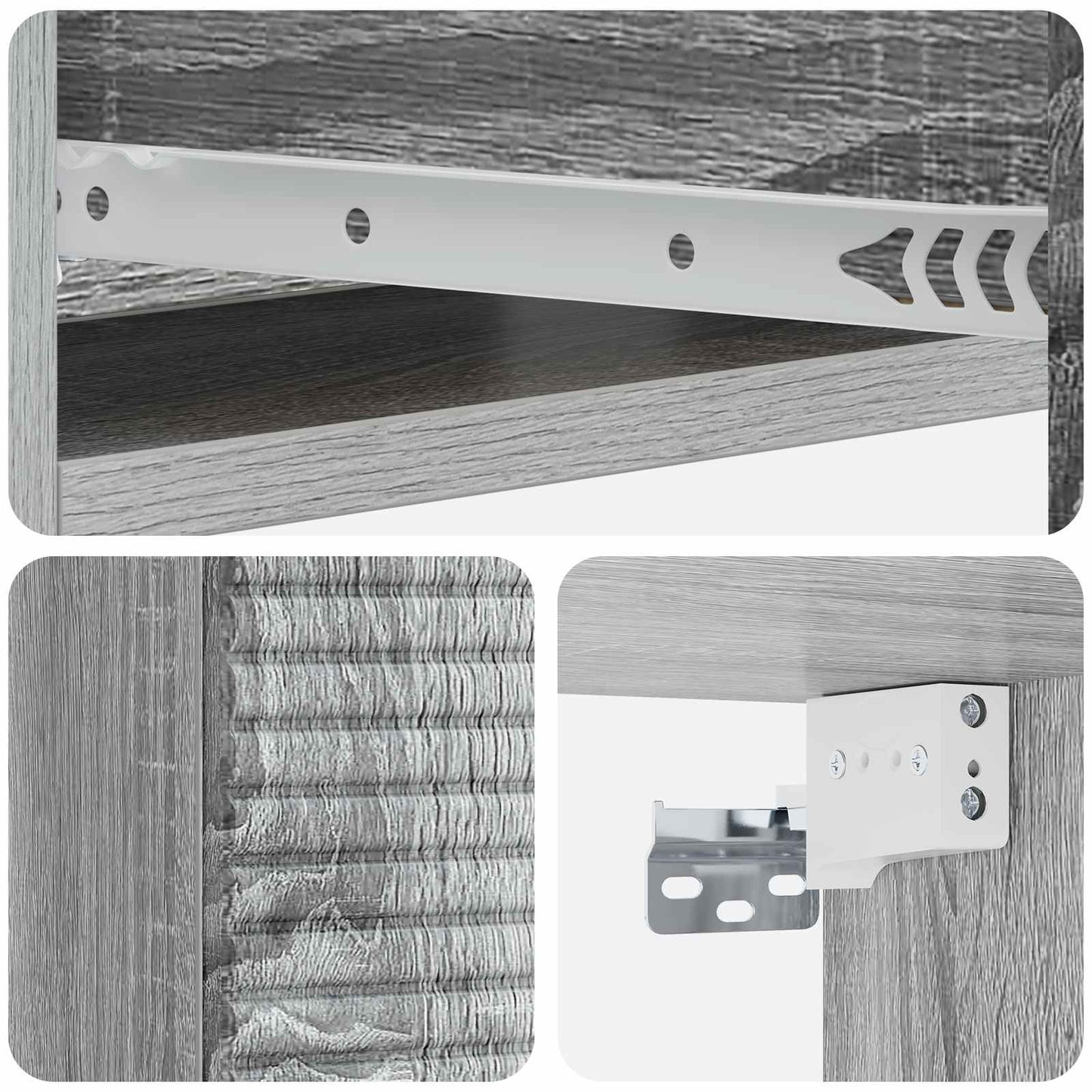 Tavolino da Parete Laterale Grigio Sonoma 59 x 34,5 x 17 cm | homemem39
