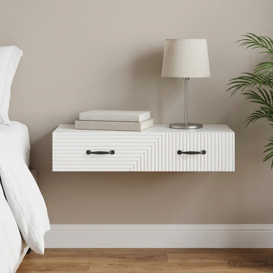 Tavolino da Parete Laterale 87,5 x 34,5 x 17 cm Bianco Lucido