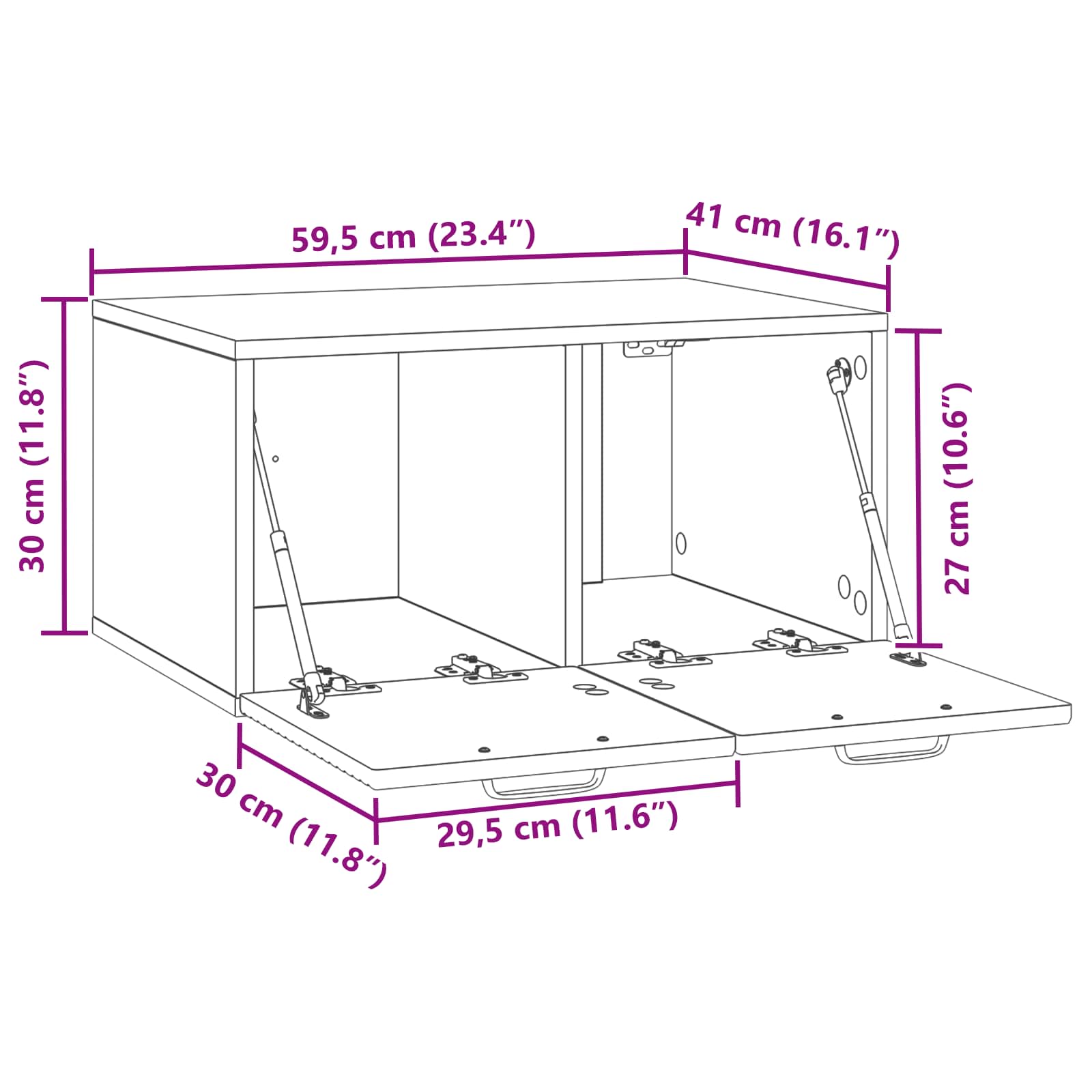 Mobile Porta TV da Muro Grigio Sonoma 59,5 x 41 x 30 cm | homemem39