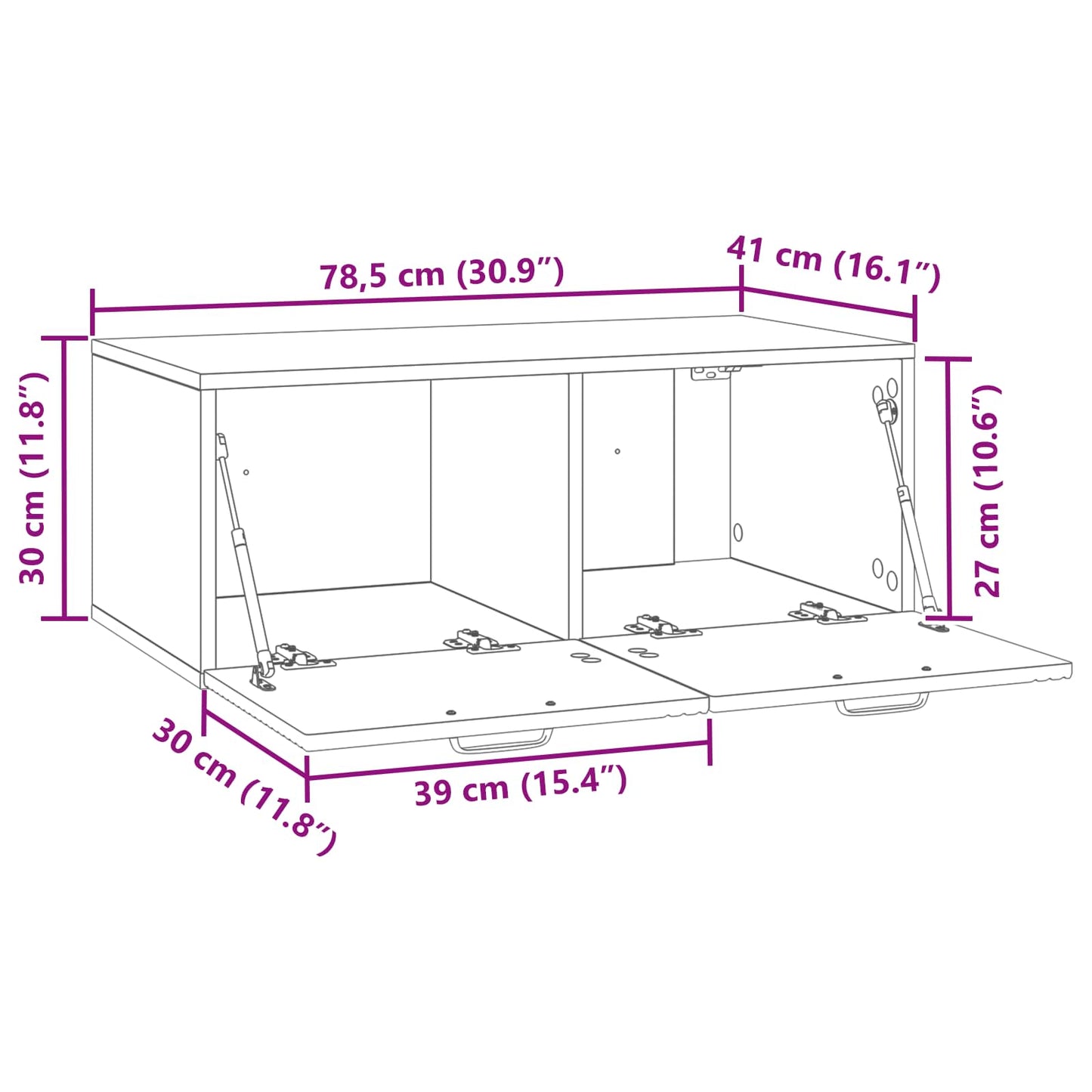 Mobile Porta TV da Muro Grigio Sonoma 78,5 x 41 x 30 cm | homemem39