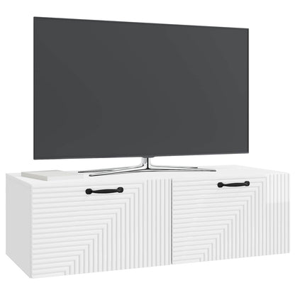 Mobile Porta TV da Muro Bianco Lucido 98 x 41 x 30 cm | homemem39