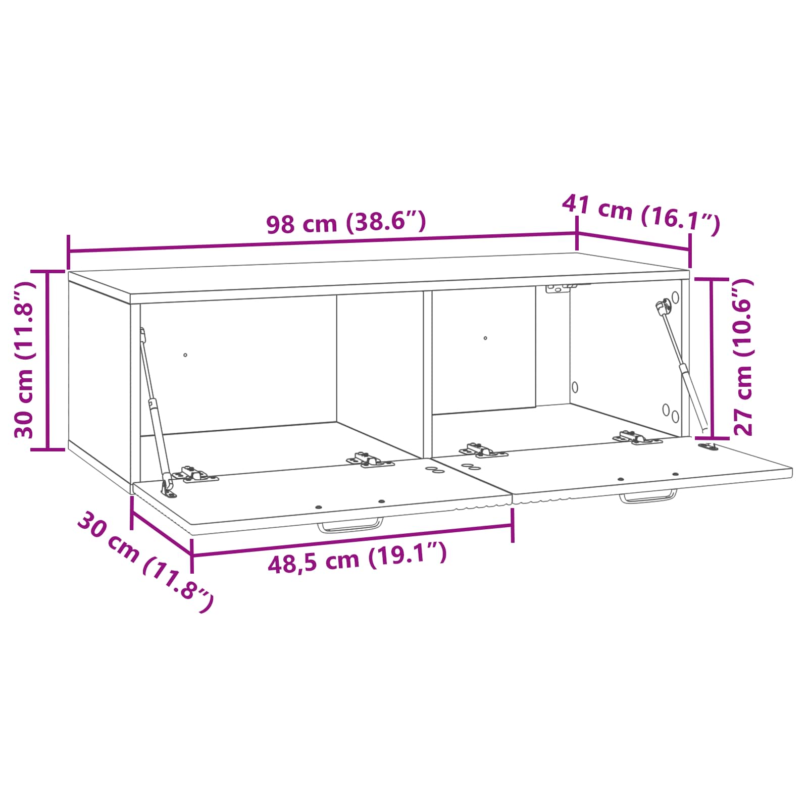 Mobile Porta TV da Muro Rovere Artigianale 98 x 41 x 30 cm | homemem39