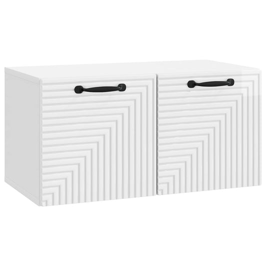 Mobile Porta TV da Muro Bianco Lucido 59,5 x 31 x 30 cm