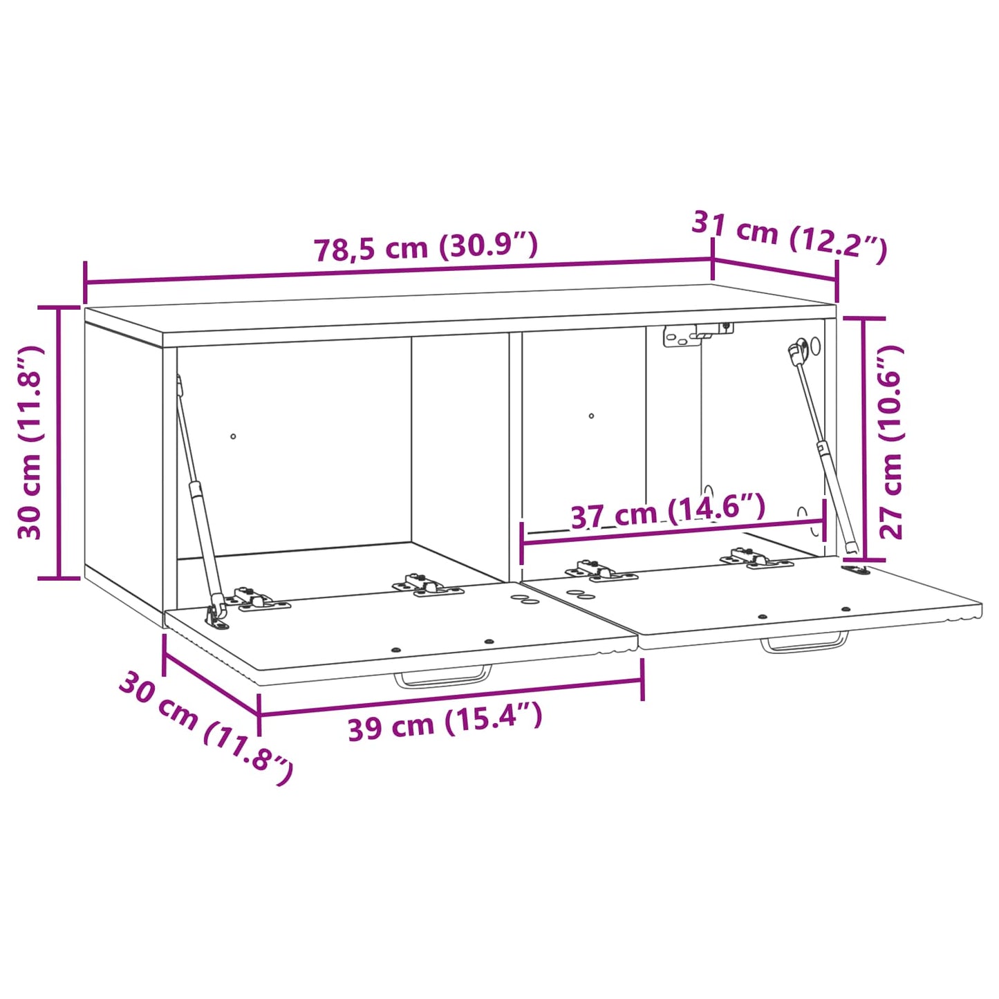 Mobile Porta TV da Muro Grigio Cemento 78,5 x 31 x 30 cm | homemem39