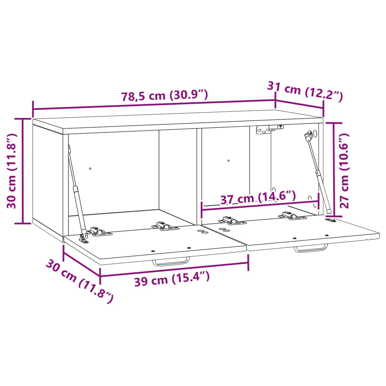 Mobile Porta TV da Muro Bianco Lucido 78,5 x 31 x 30 cm | homemem39