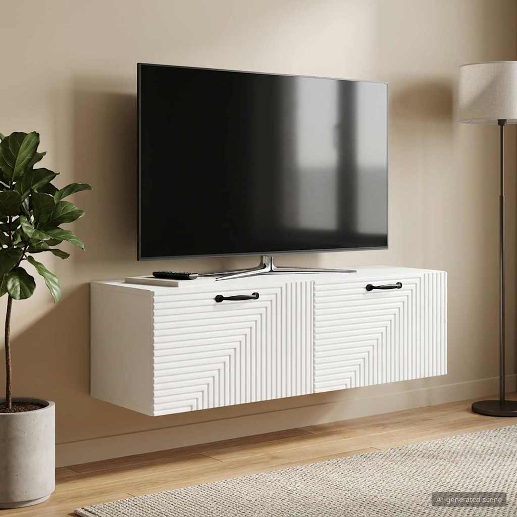 Mobile Porta TV da Muro Bianco Lucido 98 x 31 x 30 cm