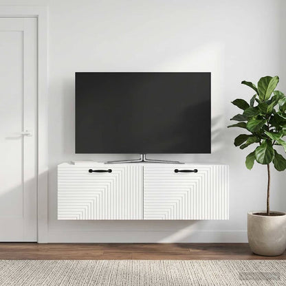 Mobile Porta TV da Muro Bianco Lucido 98 x 31 x 30 cm