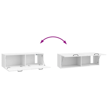 Mobile Porta TV da Muro Bianco Lucido 98 x 31 x 30 cm | homemem39