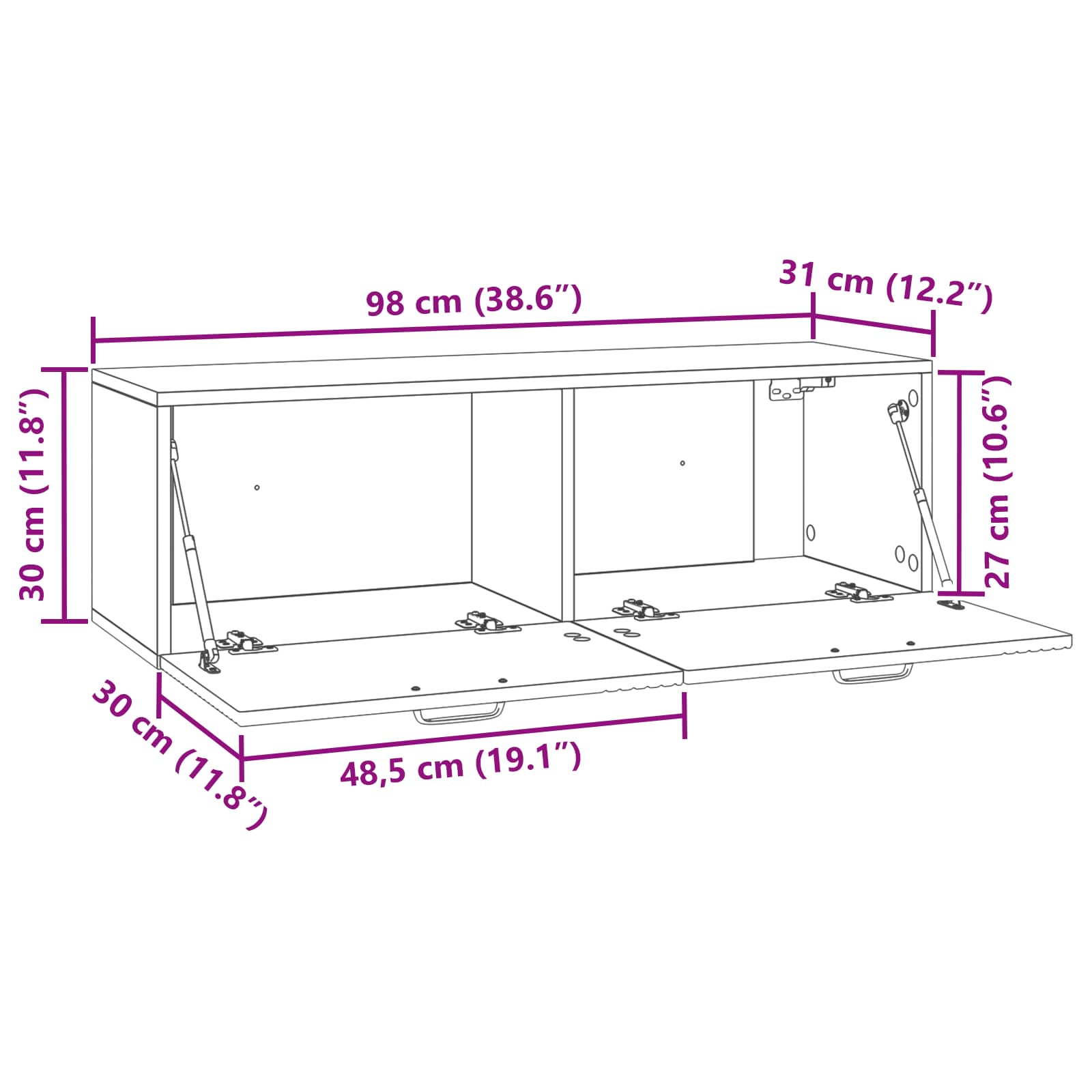 Mobile Porta TV da Muro Bianco Lucido 98 x 31 x 30 cm | homemem39