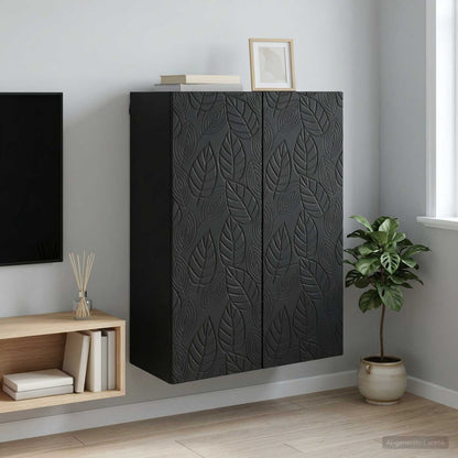 Mobiletto a muro Nero 66 x 34,5 x 90 cm Legno ingegnerizzato | homemem39