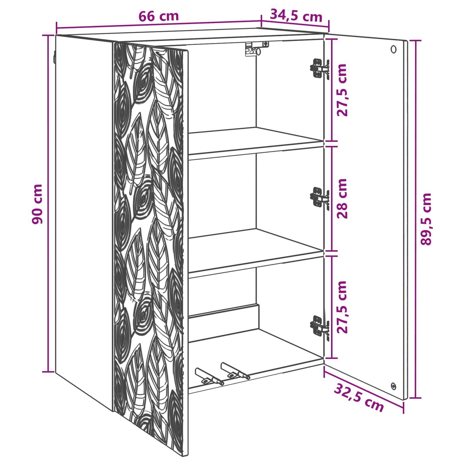 Mobiletto a muro Grigio Cemento 66 x 34,5 x 90 cm | homemem39