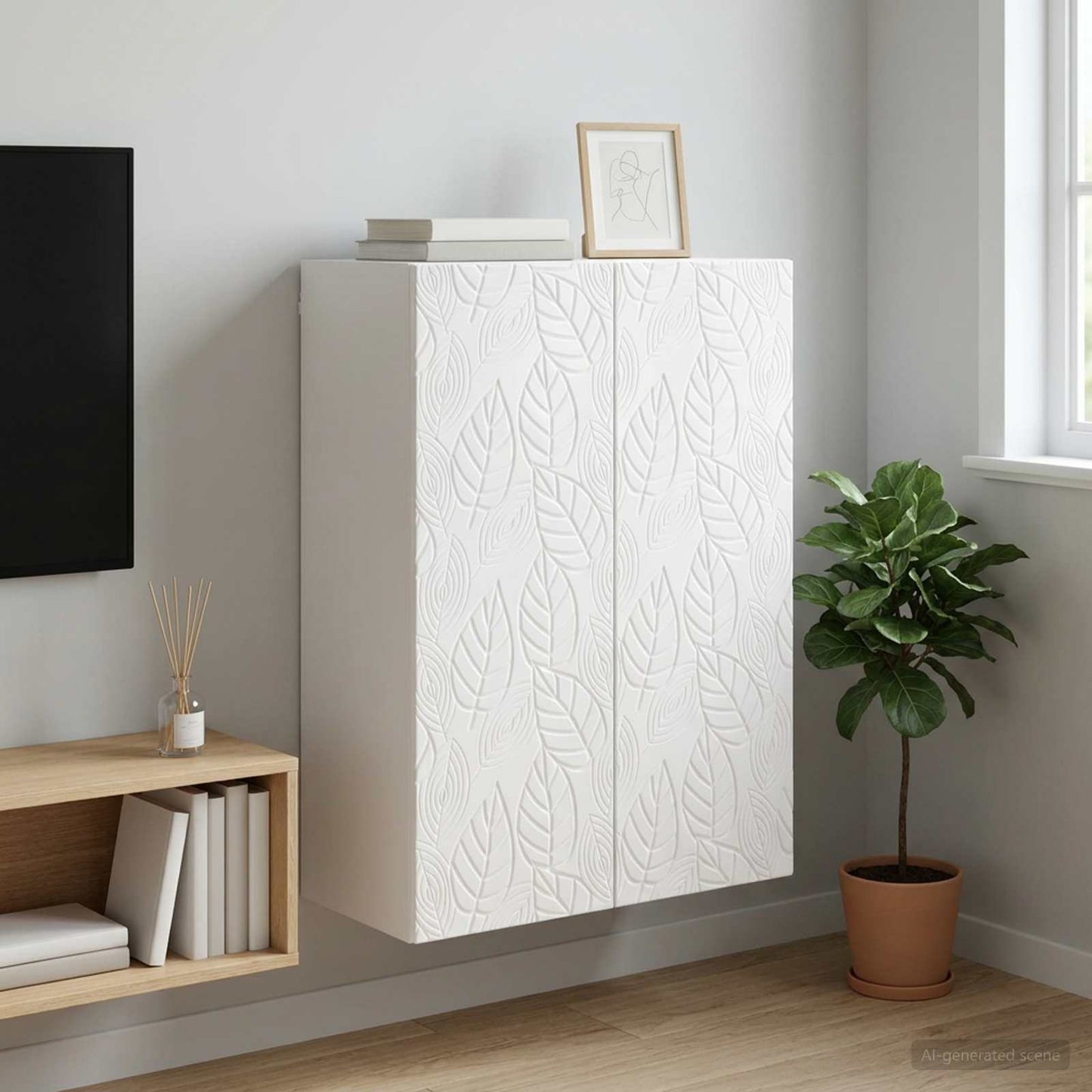 Mobiletto a muro Bianco Lucido 66 x 34,5 x 90 cm