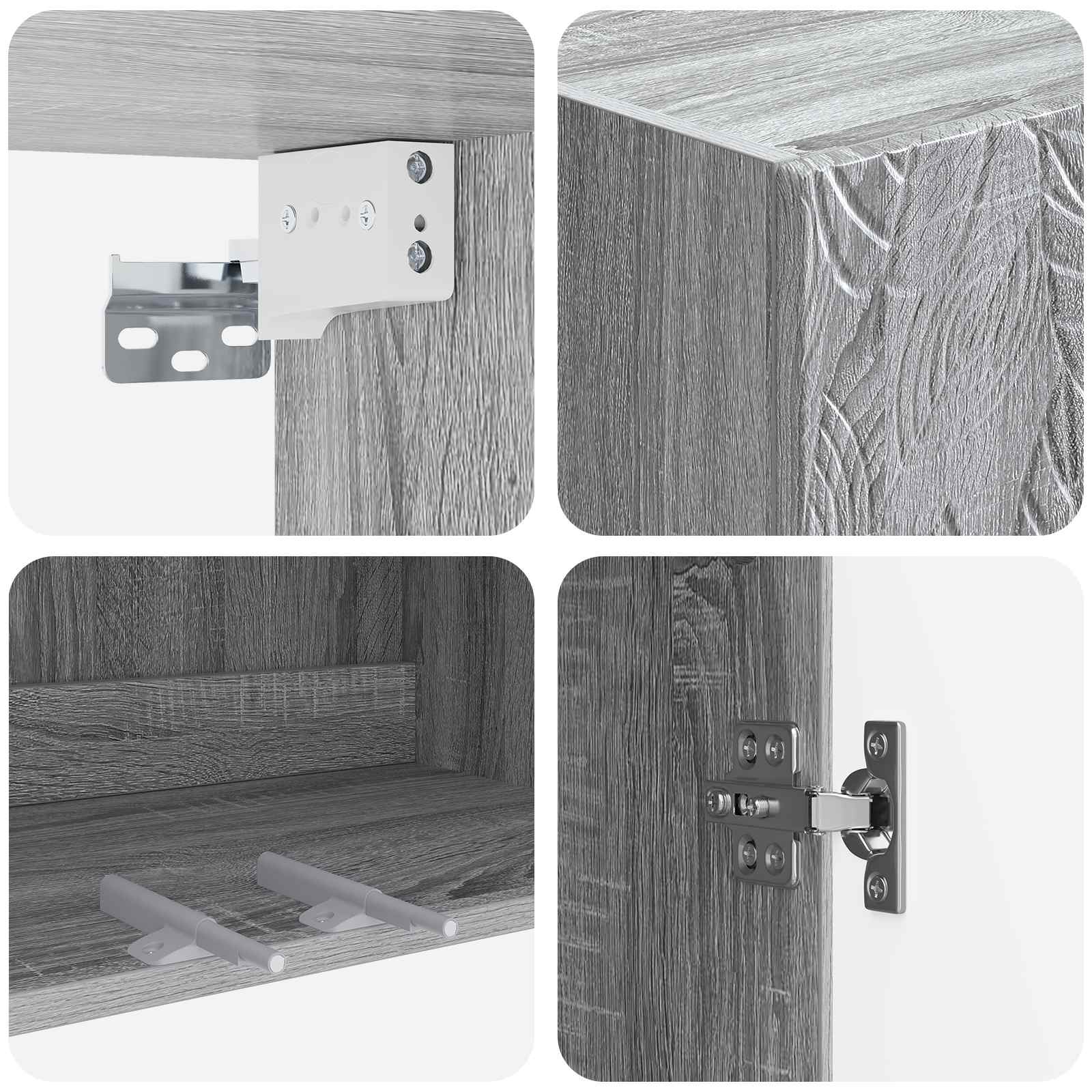 Mobiletto a muro Sonoma grigio 66 x 34,5 x 90 cm | homemem39