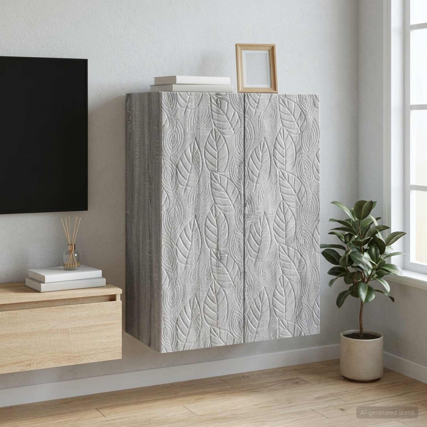 Mobiletto a muro Sonoma grigio 66 x 34,5 x 90 cm