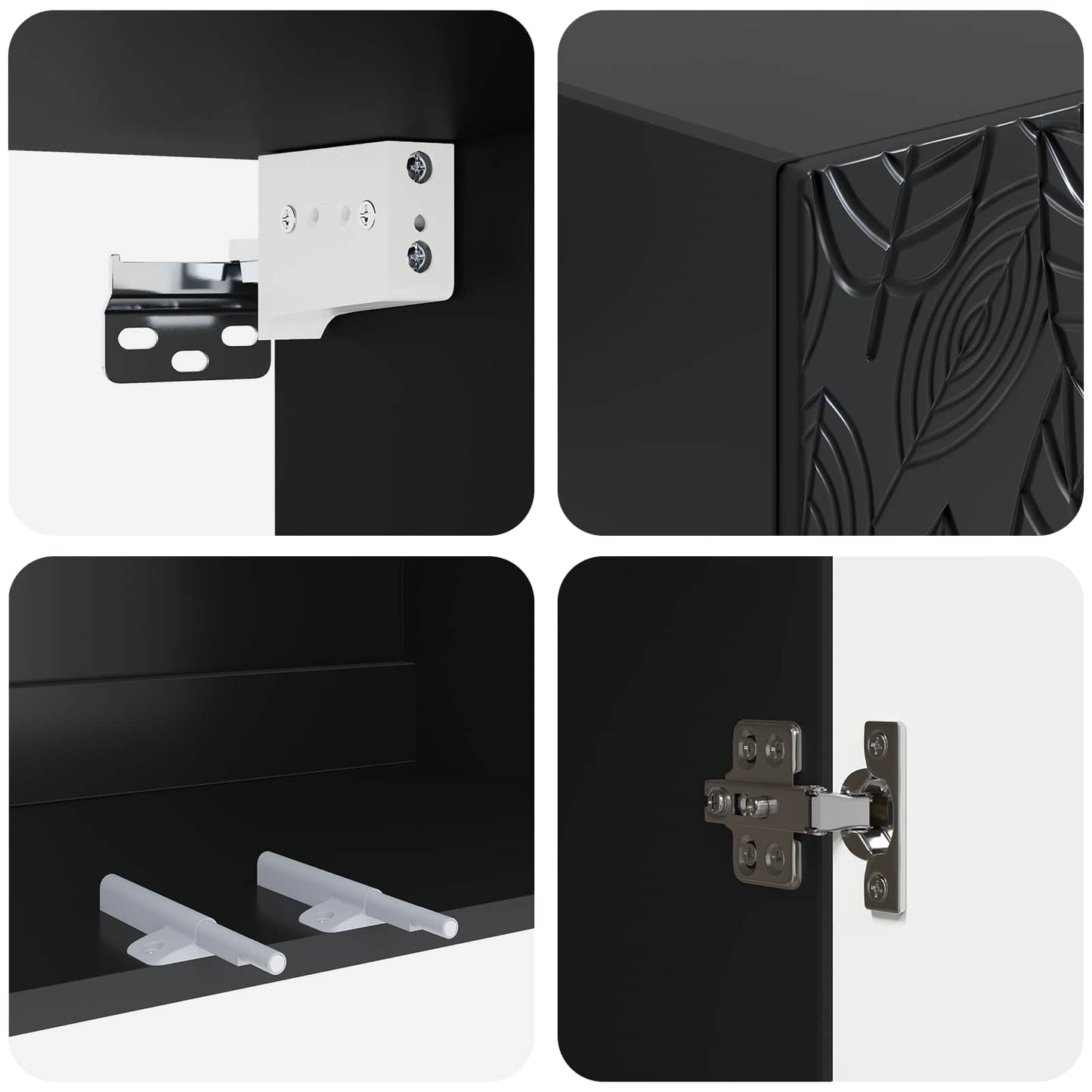 Mobiletto a muro Nero 59 x 31 x 60 cm Legno ingegnerizzato | homemem39