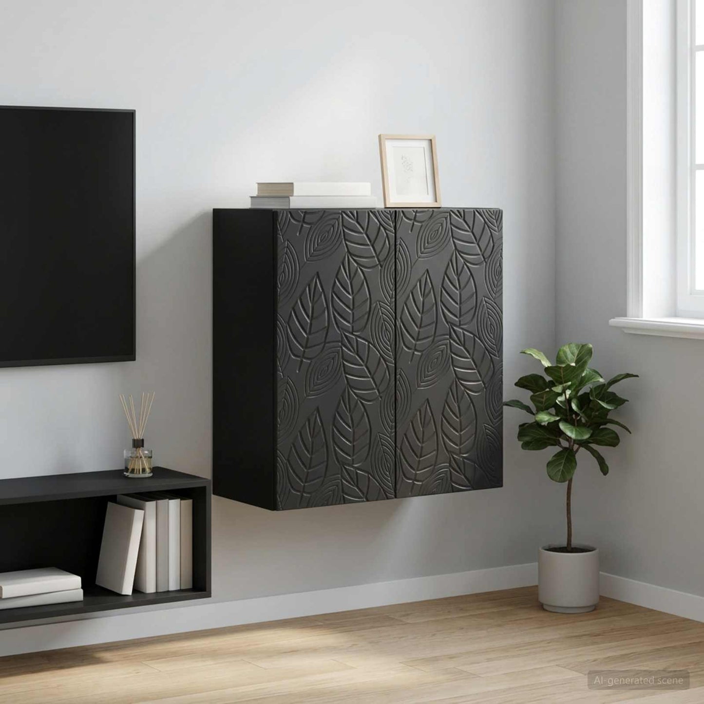 Mobiletto a muro Nero 59 x 31 x 60 cm Legno ingegnerizzato | homemem39
