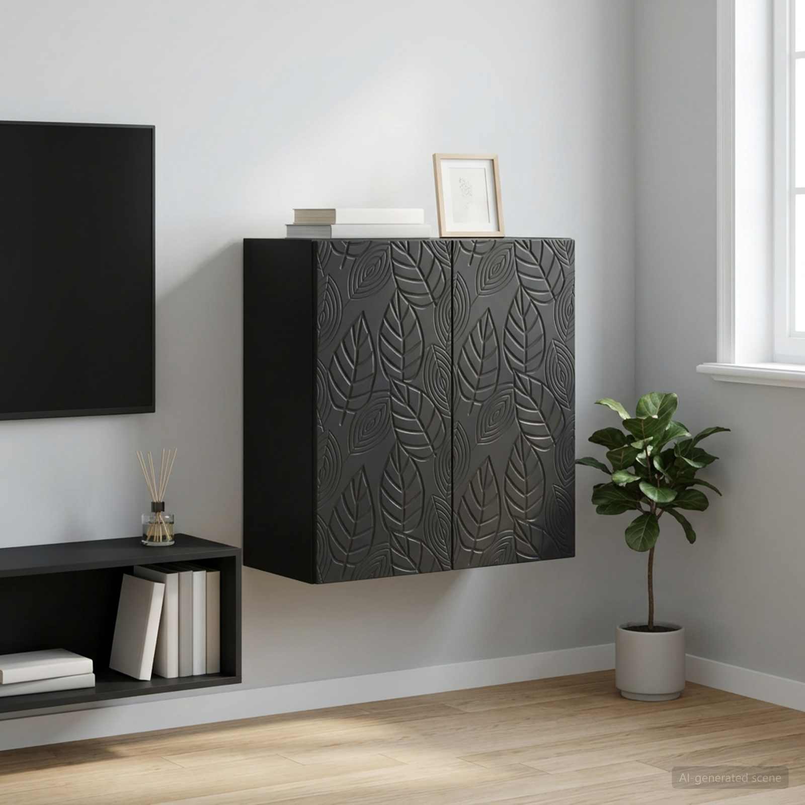 Mobiletto a muro Nero 59 x 31 x 60 cm Legno ingegnerizzato | homemem39