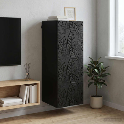 Mobiletto a muro Nero 33 x 34,5 x 90 cm Legno ingegnerizzato | homemem39