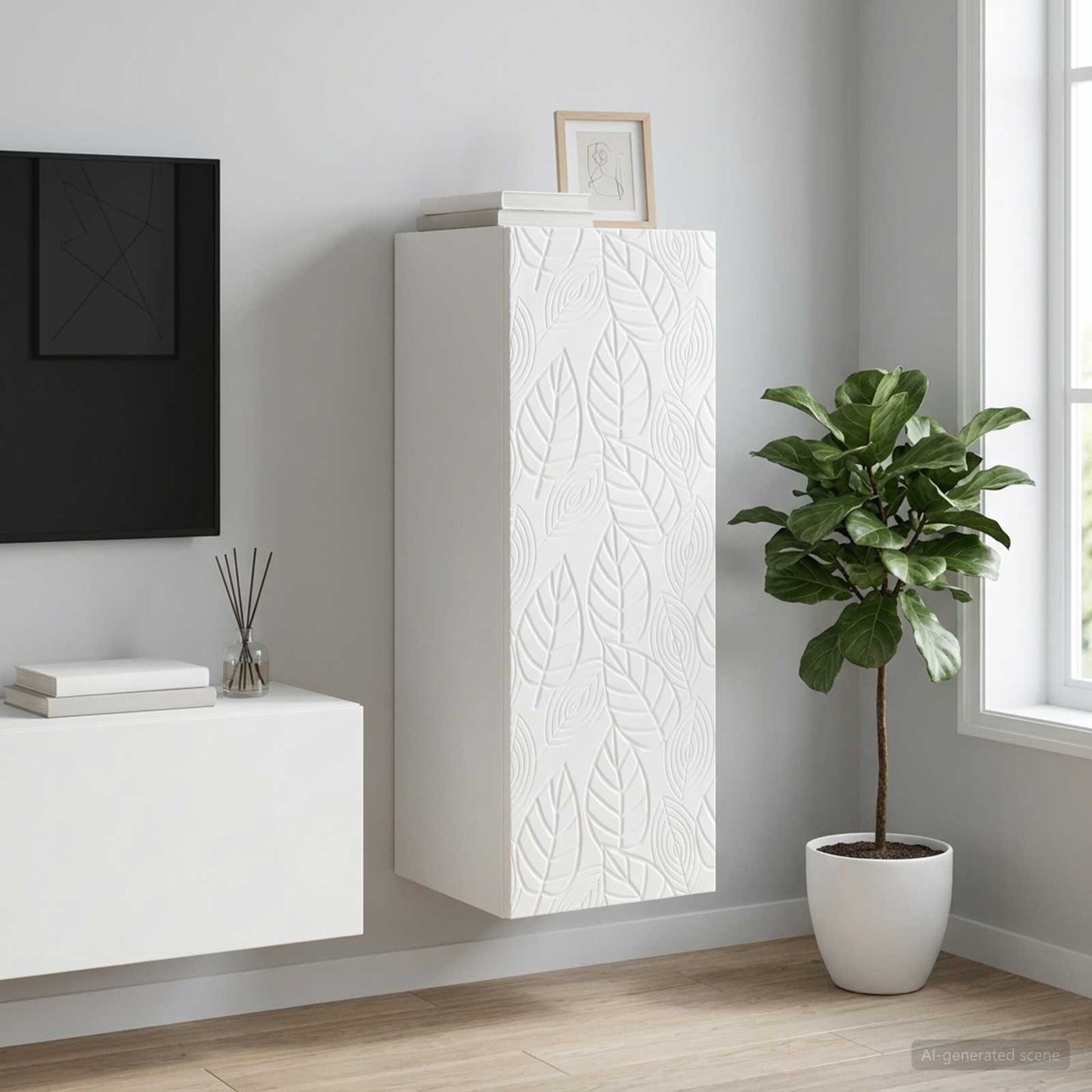 Mobiletto a muro Bianco Lucido 33 x 34,5 x 90 cm | homemem39
