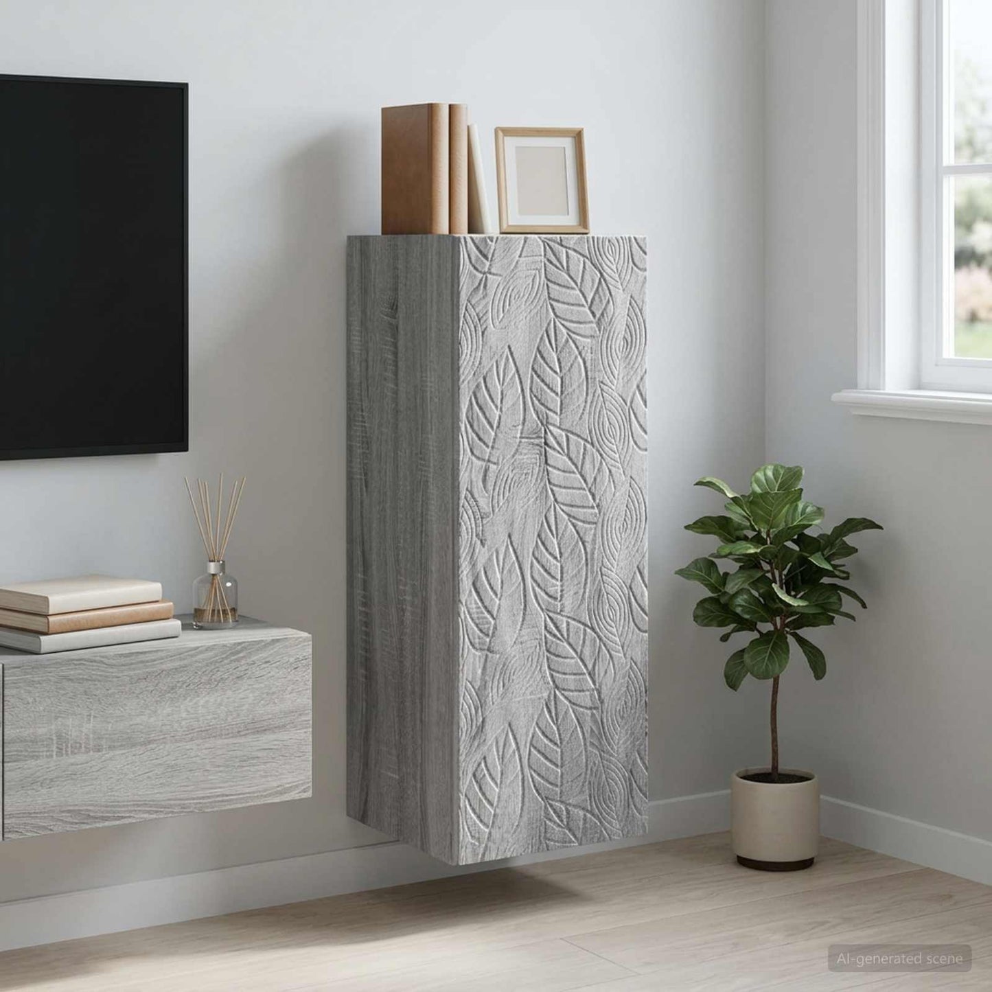 Mobiletto a muro Sonoma grigio 33 x 34,5 x 90 cm | homemem39