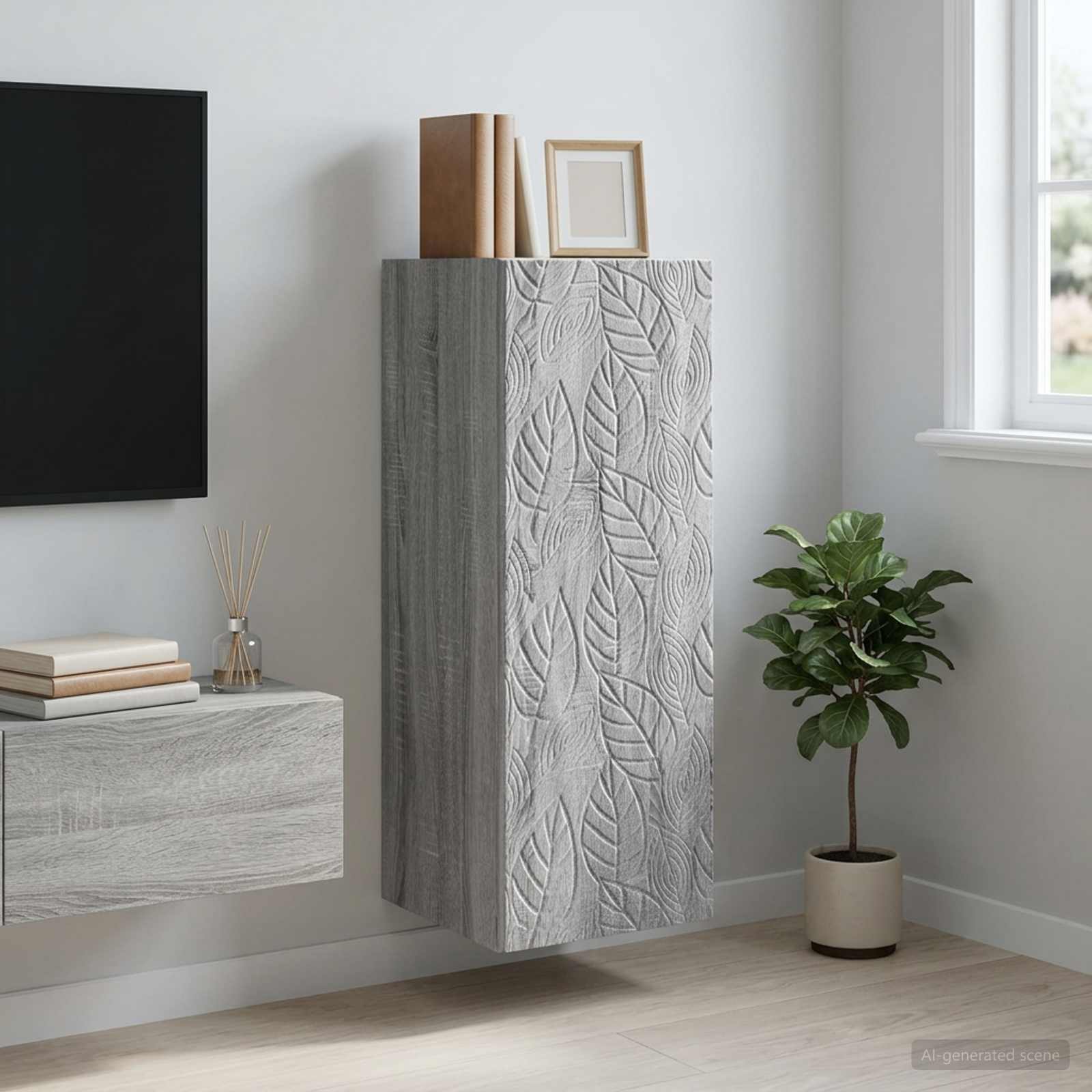 Mobiletto a muro Sonoma grigio 33 x 34,5 x 90 cm | homemem39