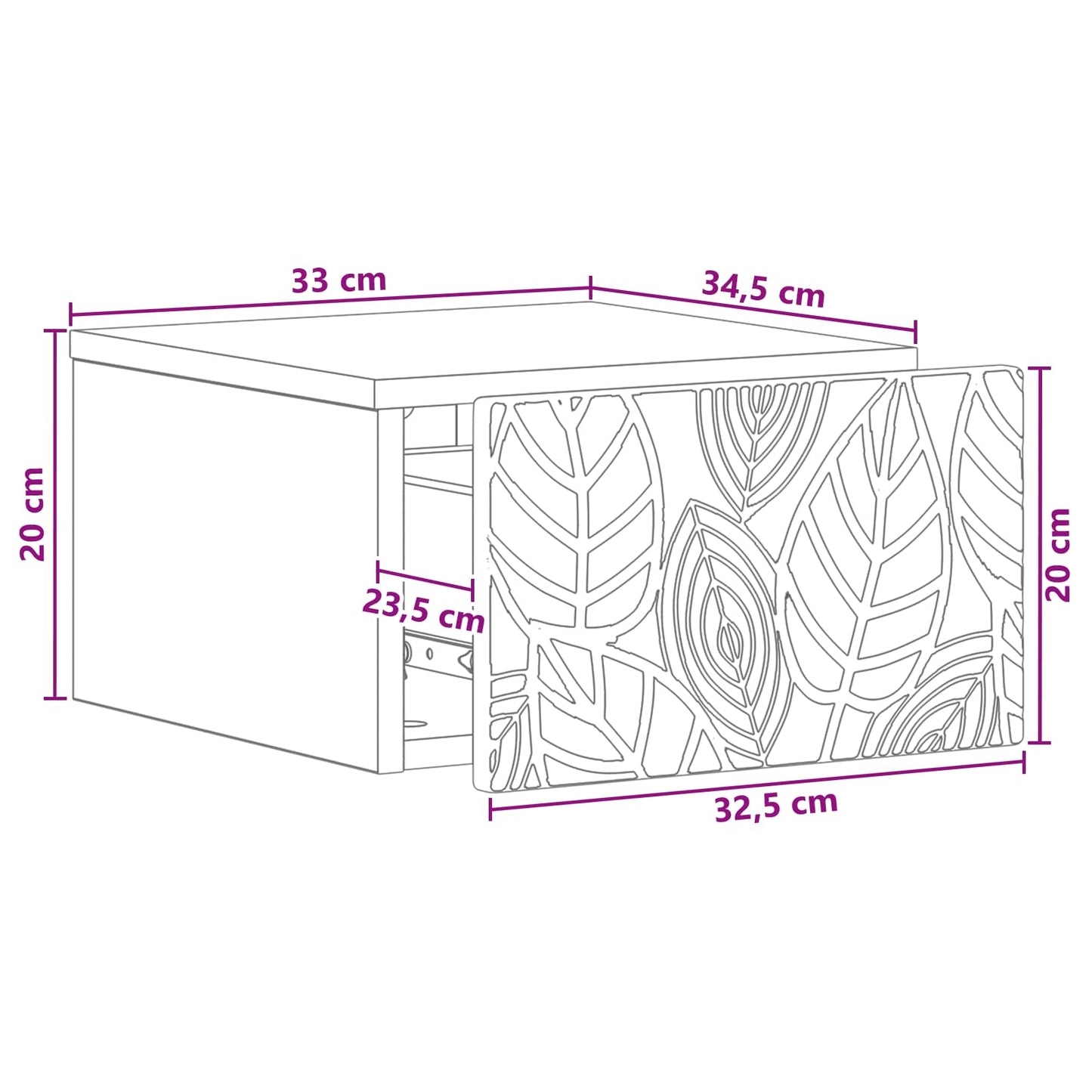 Tavolino da Parete Laterale Bianco Lucido 34,5 x 33 x 20 cm | homemem39