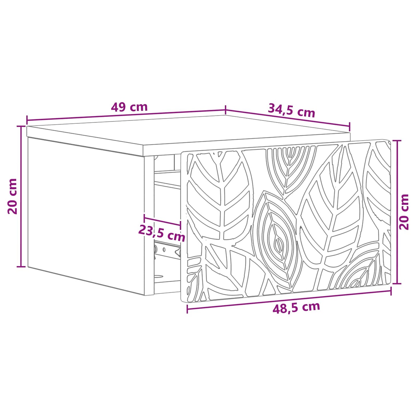 Mobiletto da notte a muro Bianco 49 x 34,5 x 20 cm | homemem39