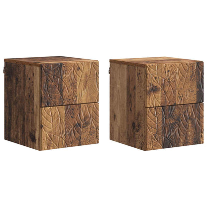Mobiletto da notte a muro 2 pcs Legno antico 34,5 x 33 x 40 cm | homemem39