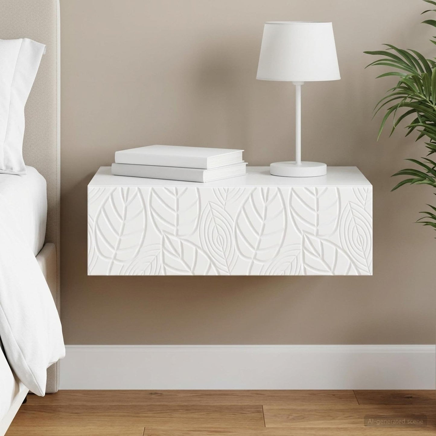 Tavolino da Parete Laterale Bianco 59 x 34,5 x 17 cm | homemem39