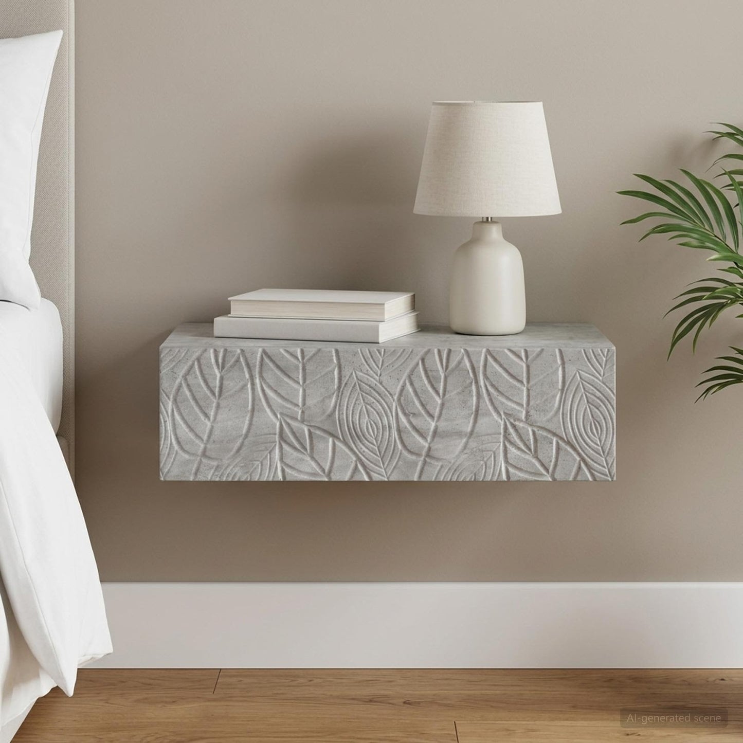 Tavolino da Parete Laterale Grigio Cemento 59 x 34,5 x 17 cm | homemem39