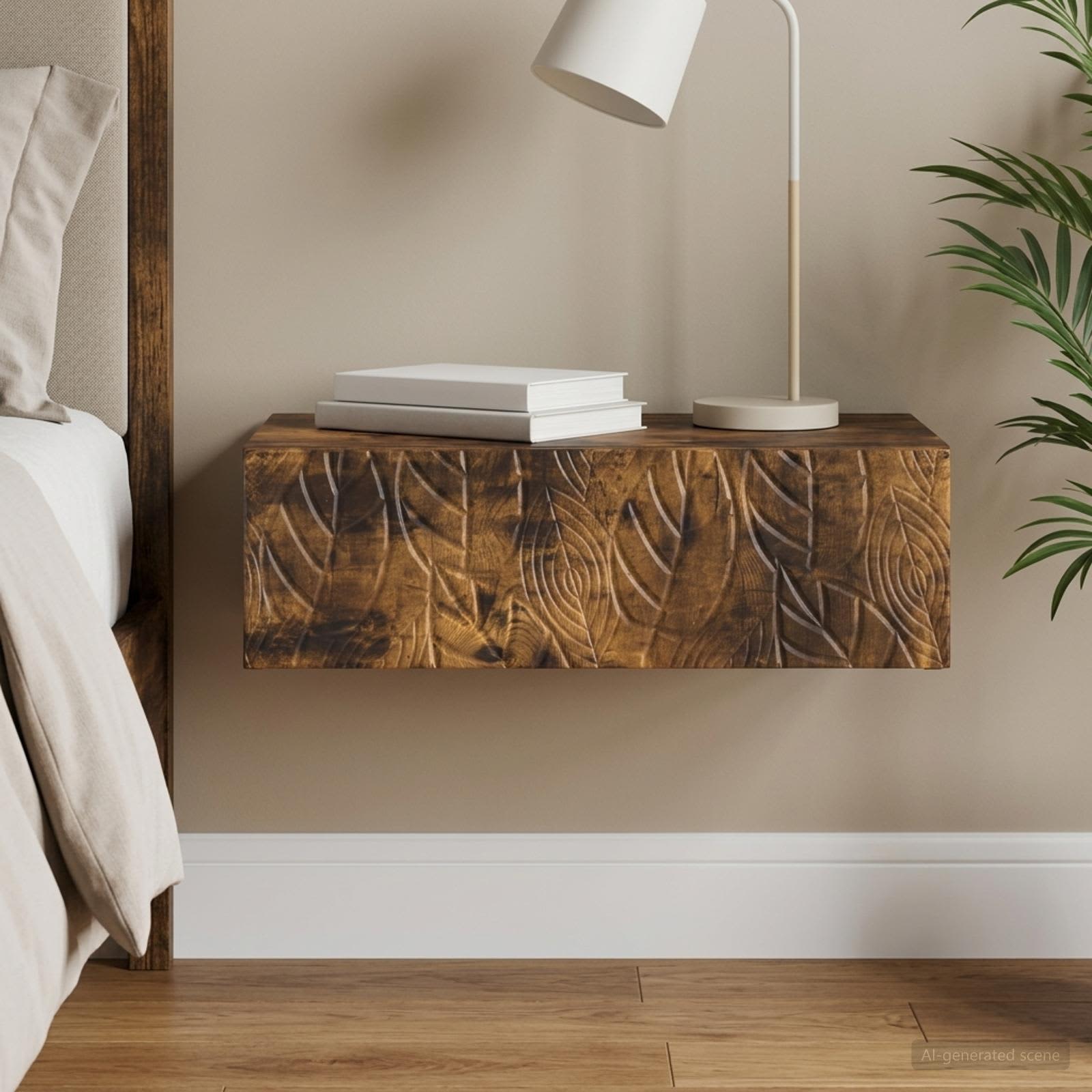 Tavolino da Parete Laterale Rovere Fumo 59 x 34,5 x 17 cm | homemem39