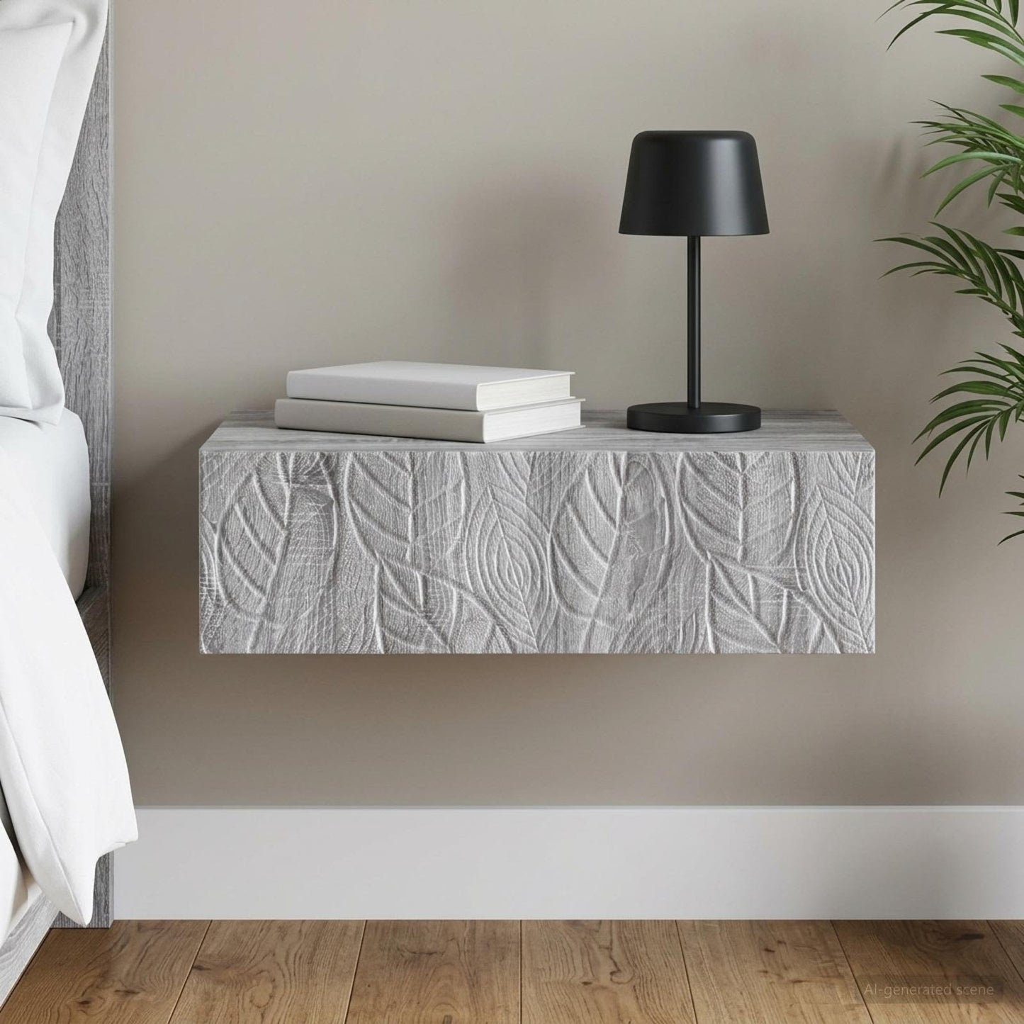 Tavolino da Parete Laterale Sonoma grigio 59 x 34,5 x 17 cm | homemem39
