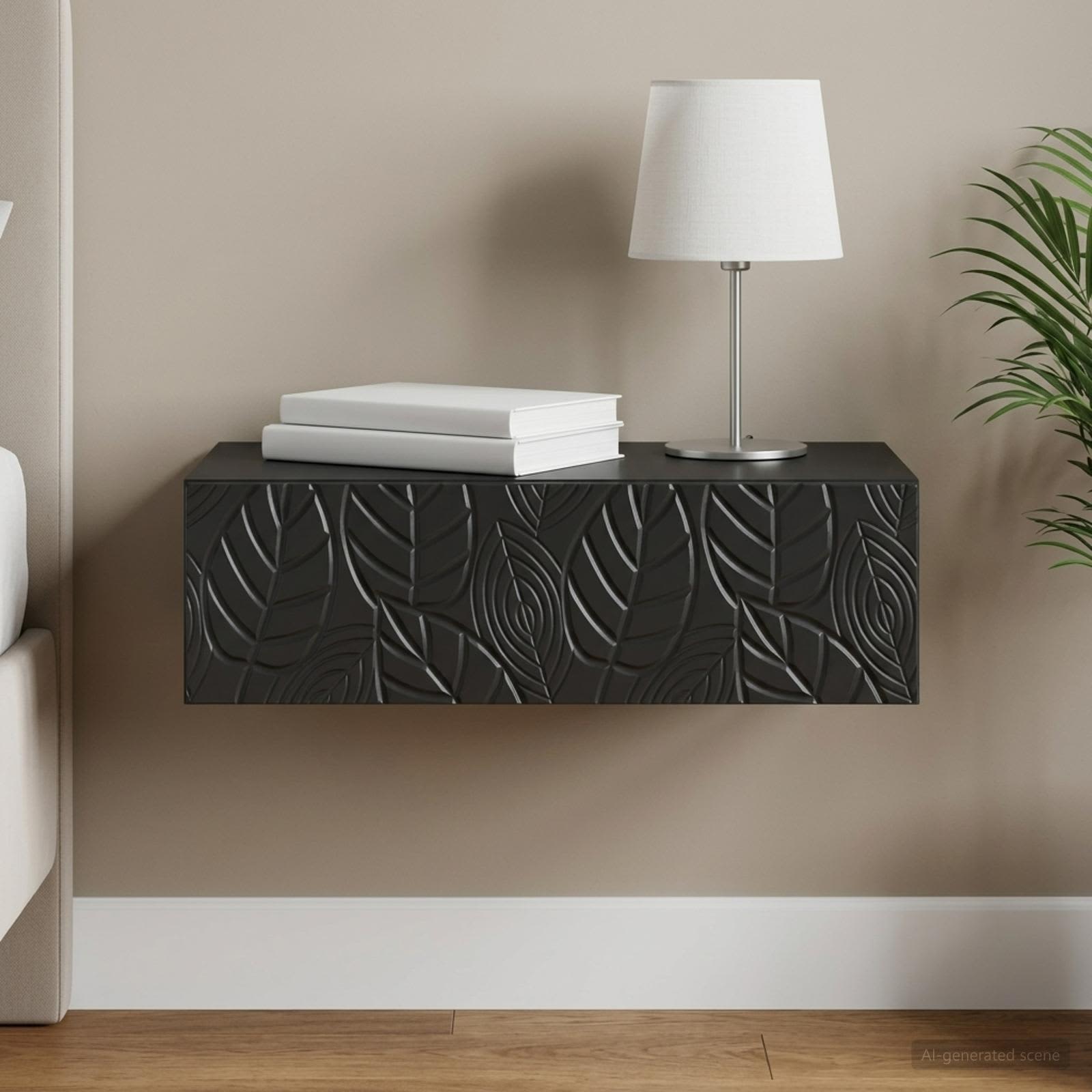 Tavolino da Parete Laterale Nero 87,5 x 34,5 x 17 cm | homemem39