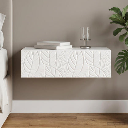 Tavolino da Parete Laterale Bianco Lucido 87,5 x 34,5 x 17 cm | homemem39