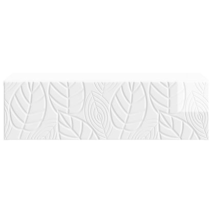 Tavolino da Parete Laterale Bianco Lucido 87,5 x 34,5 x 17 cm | homemem39