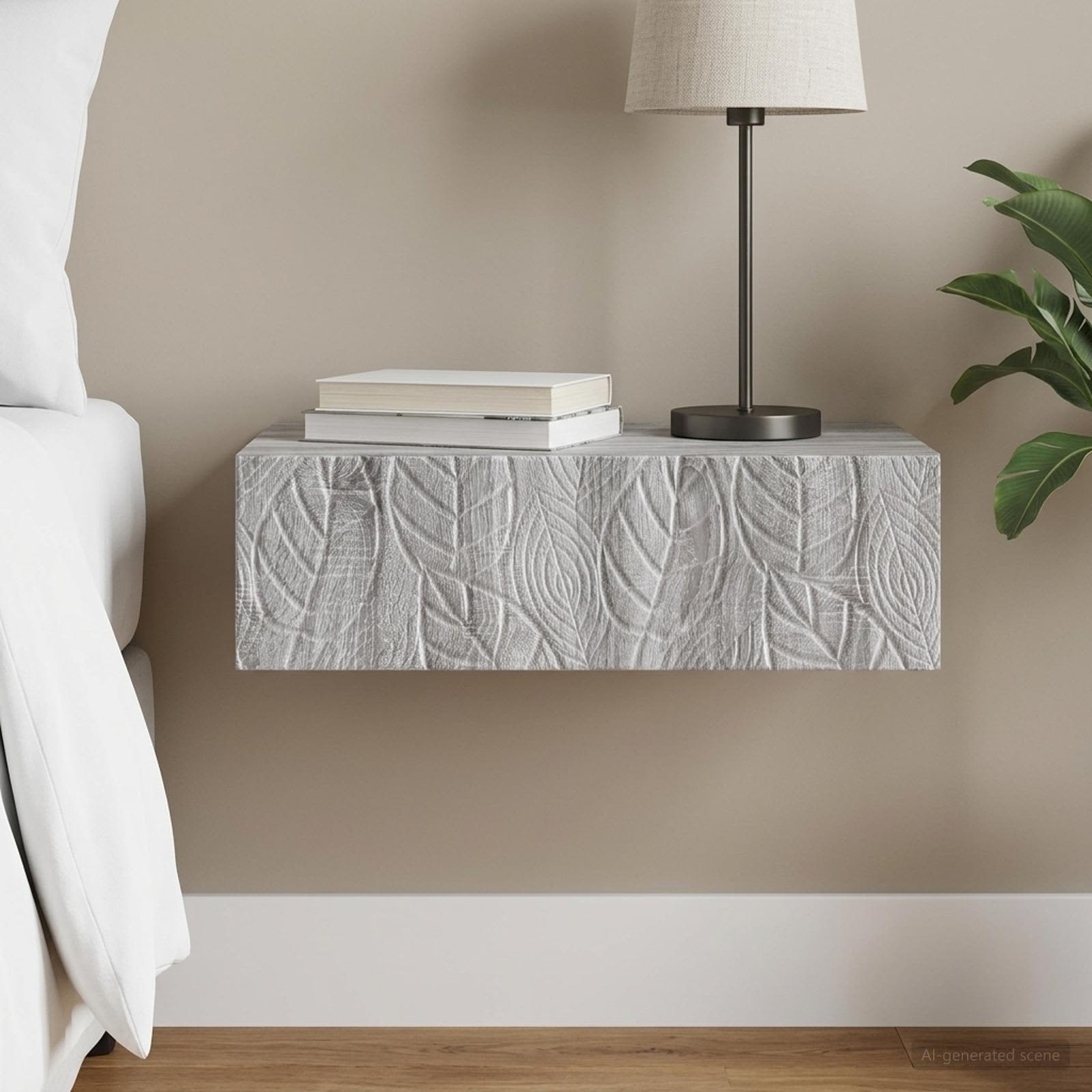 Tavolino da Parete Laterale Sonoma grigio 87,5 x 34,5 x 17 cm | homemem39