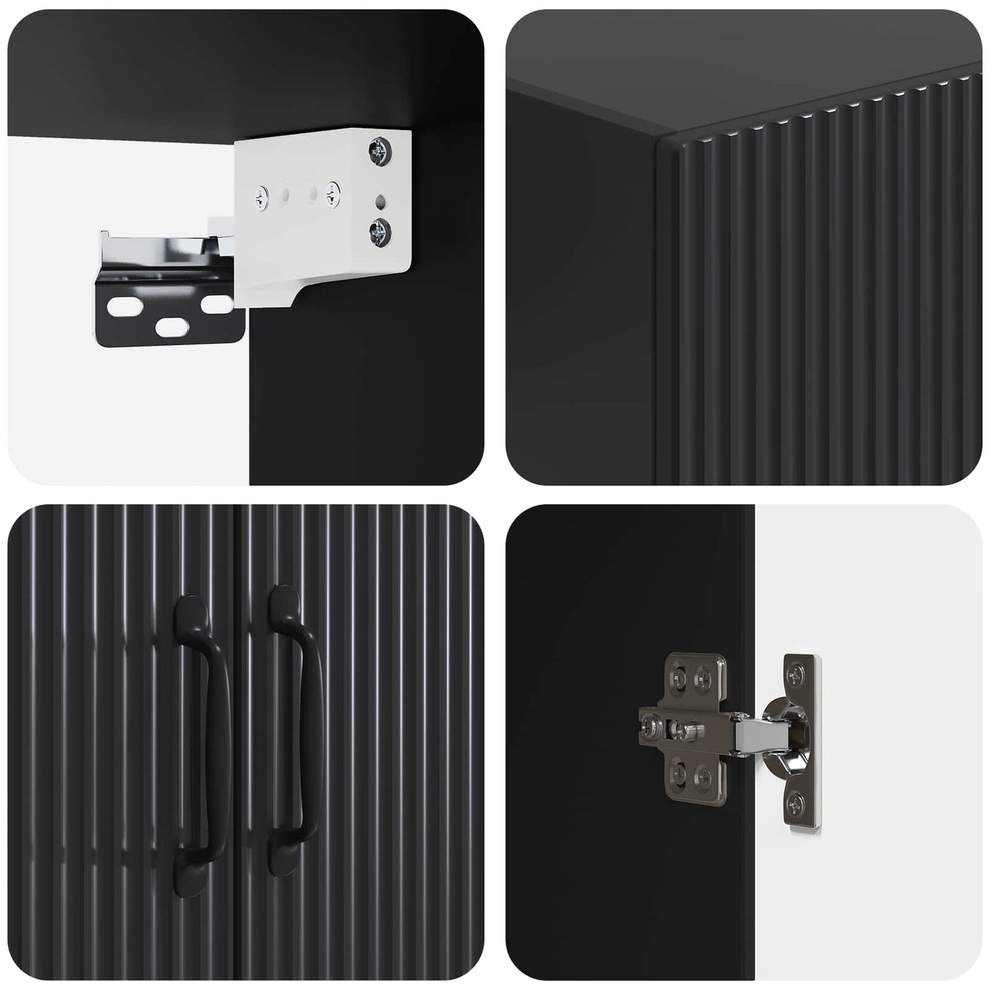 Mobiletto a muro Nero 66 x 34,5 x 90 cm Legno ingegnerizzato | homemem39