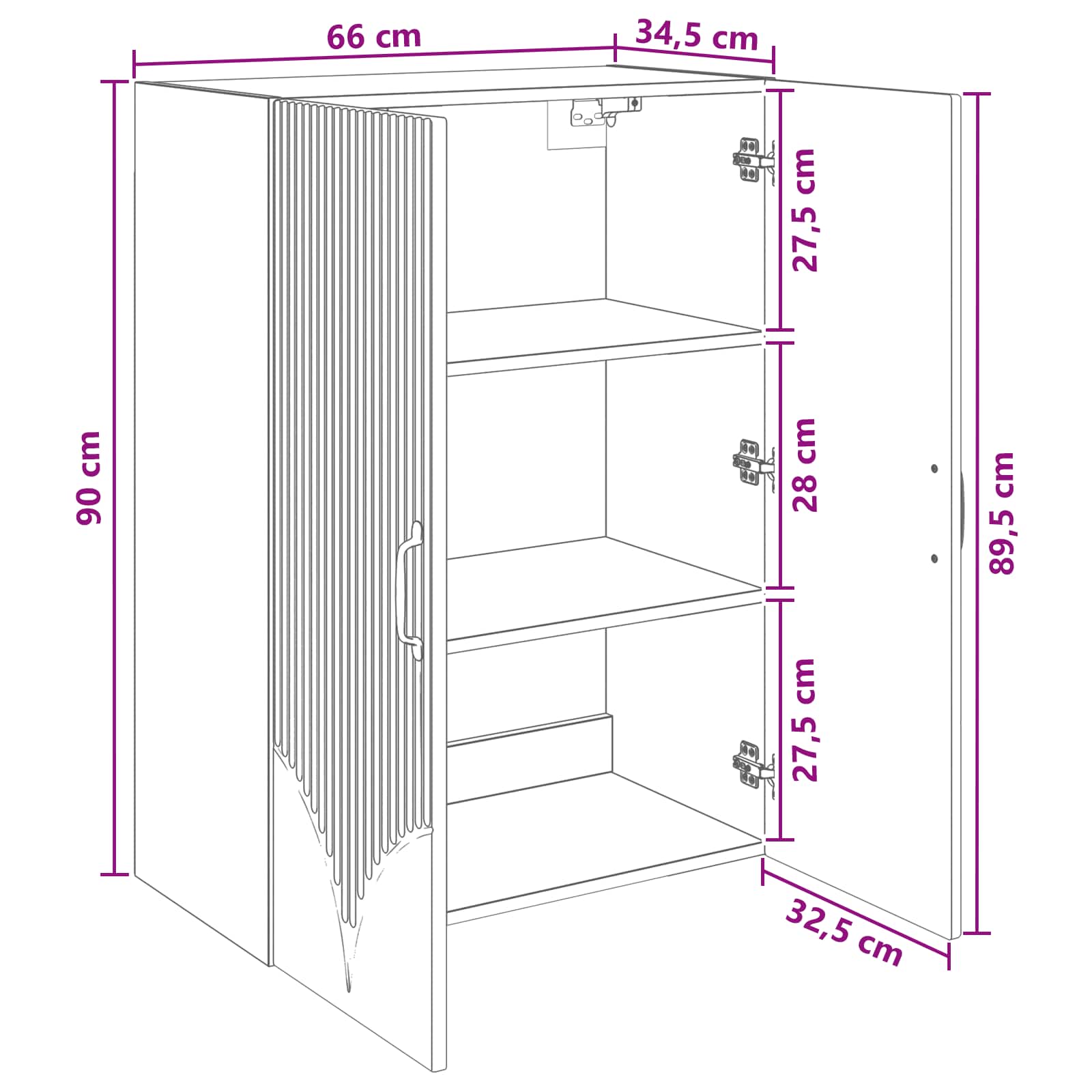 Mobiletto a muro Rovere Sonoma 66 x 34,5 x 90 cm | homemem39