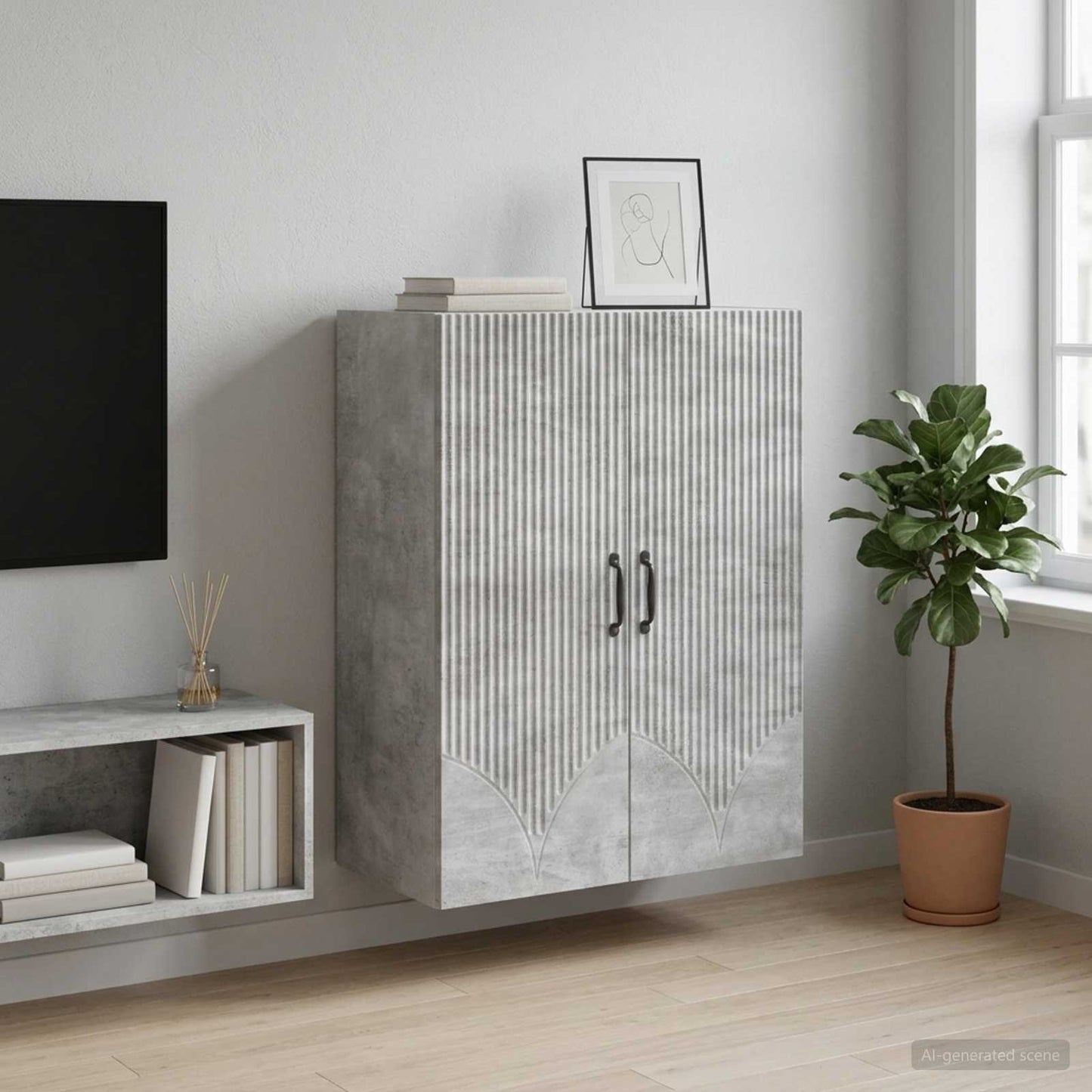 Mobiletto a muro Grigio Cemento 66 x 34,5 x 90 cm