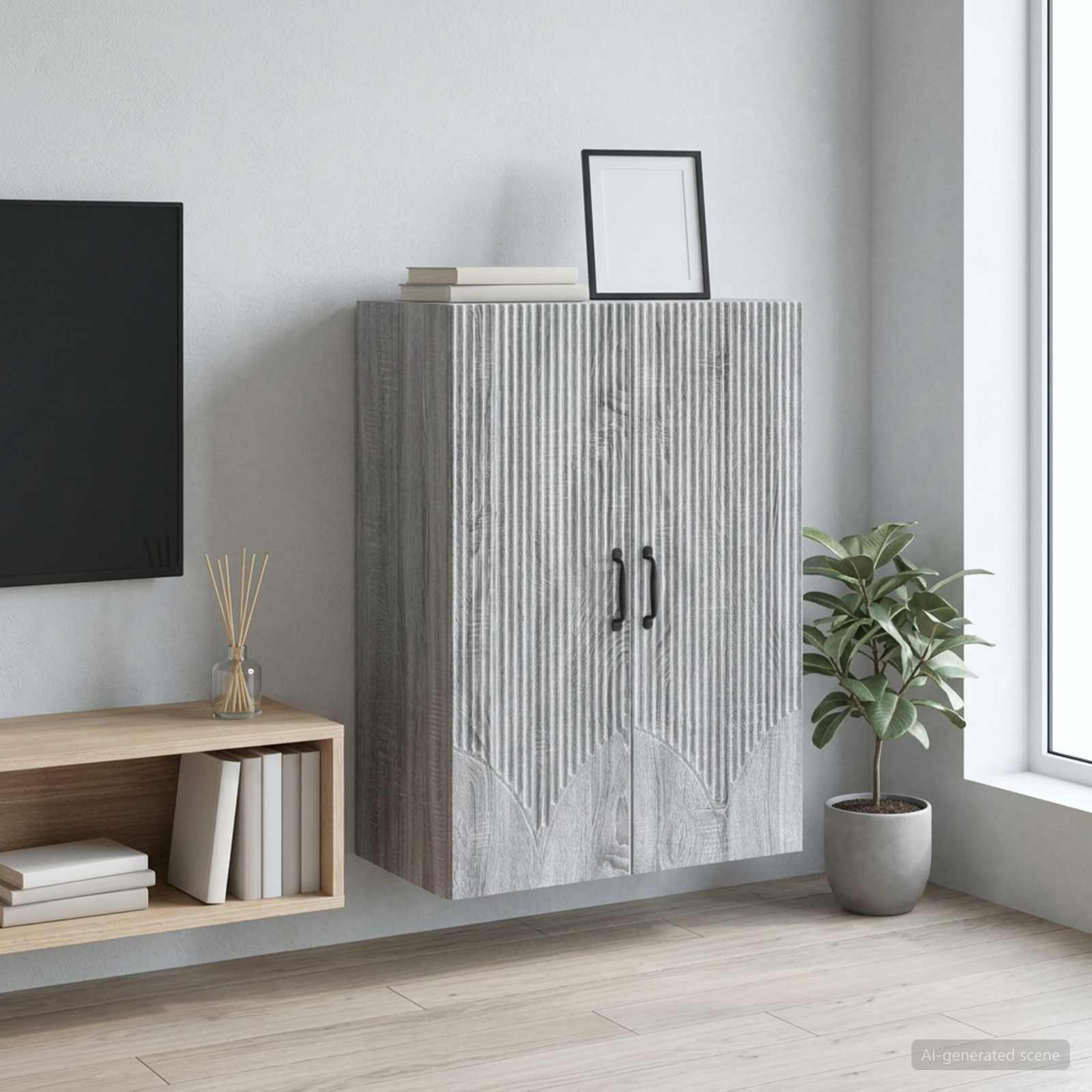 Mobiletto a muro Sonoma grigio 66 x 34,5 x 90 cm | homemem39