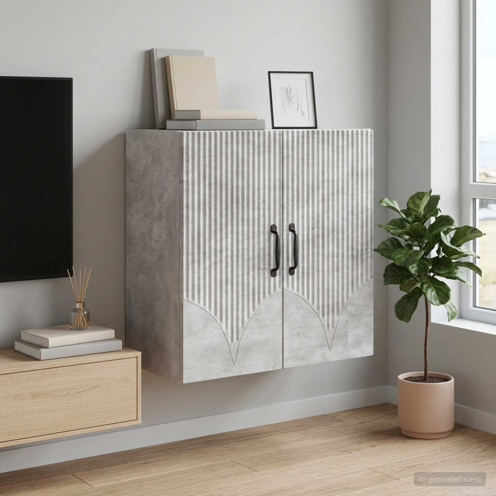 Mobiletto a muro Grigio Cemento 59 x 31 x 60 cm | homemem39