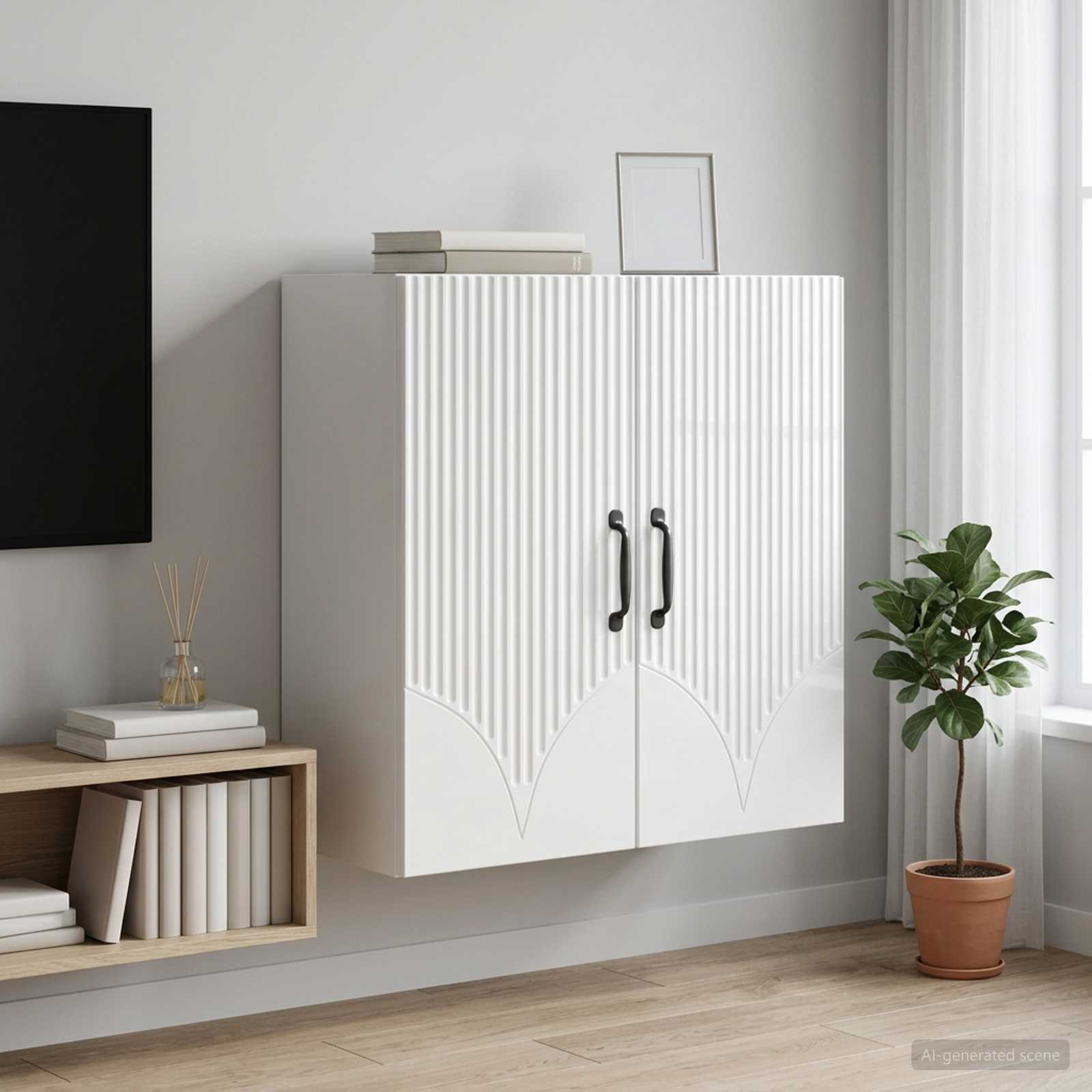 Mobiletto a muro Bianco Lucido 59 x 31 x 60 cm | homemem39